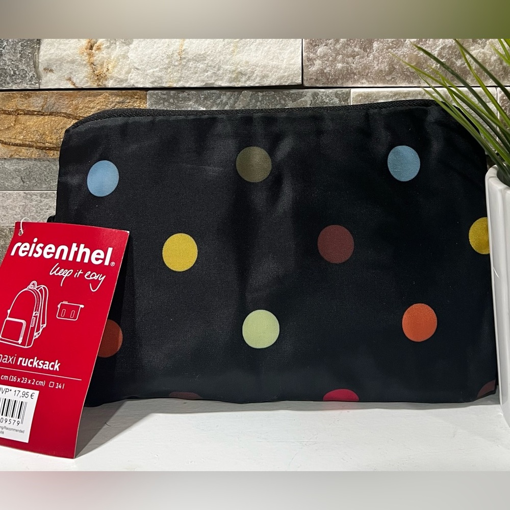 Reusable Portable Polka Dot Travel Backpack with built in carrying pouch